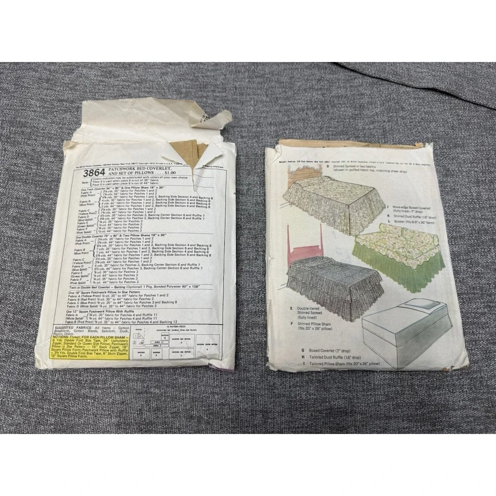 McCalls Sewing Pattern 8686 And 3864 Coverlets And Pillows 1967 1973